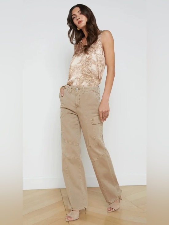 L'AGENCE Pants - L'AGENCE Brooklyn High-Rise Utility‎ Wide-Leg Cargo Pants - Size 25